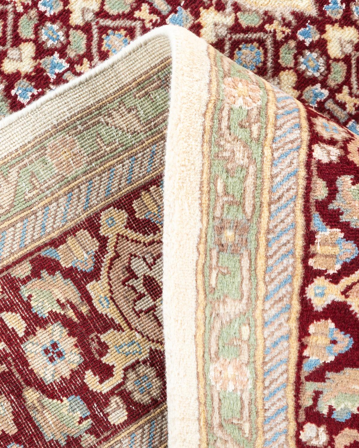 Wool One of a Kind Hand Knotted Traditional Oriental Mogul Ivory Area Rug For Sale