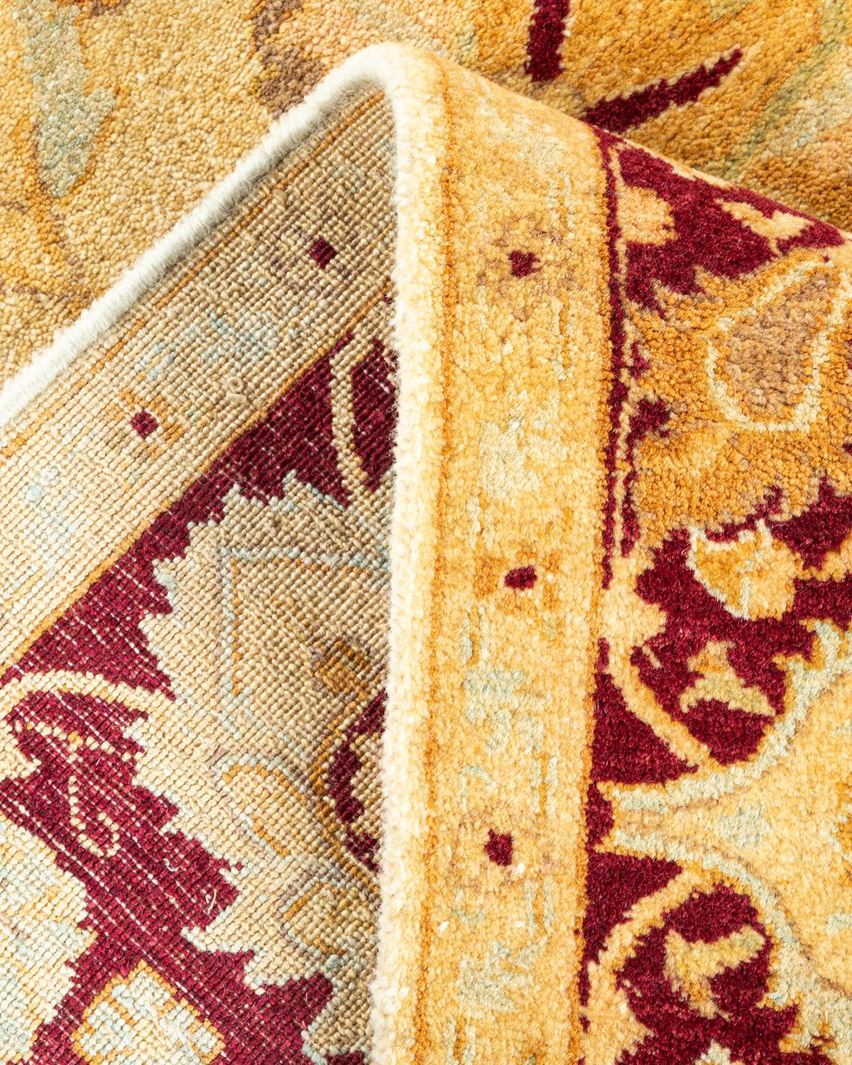 Wool One of Kind Hand Knotted Traditional Oriental Mogul Ivory Area Rug For Sale