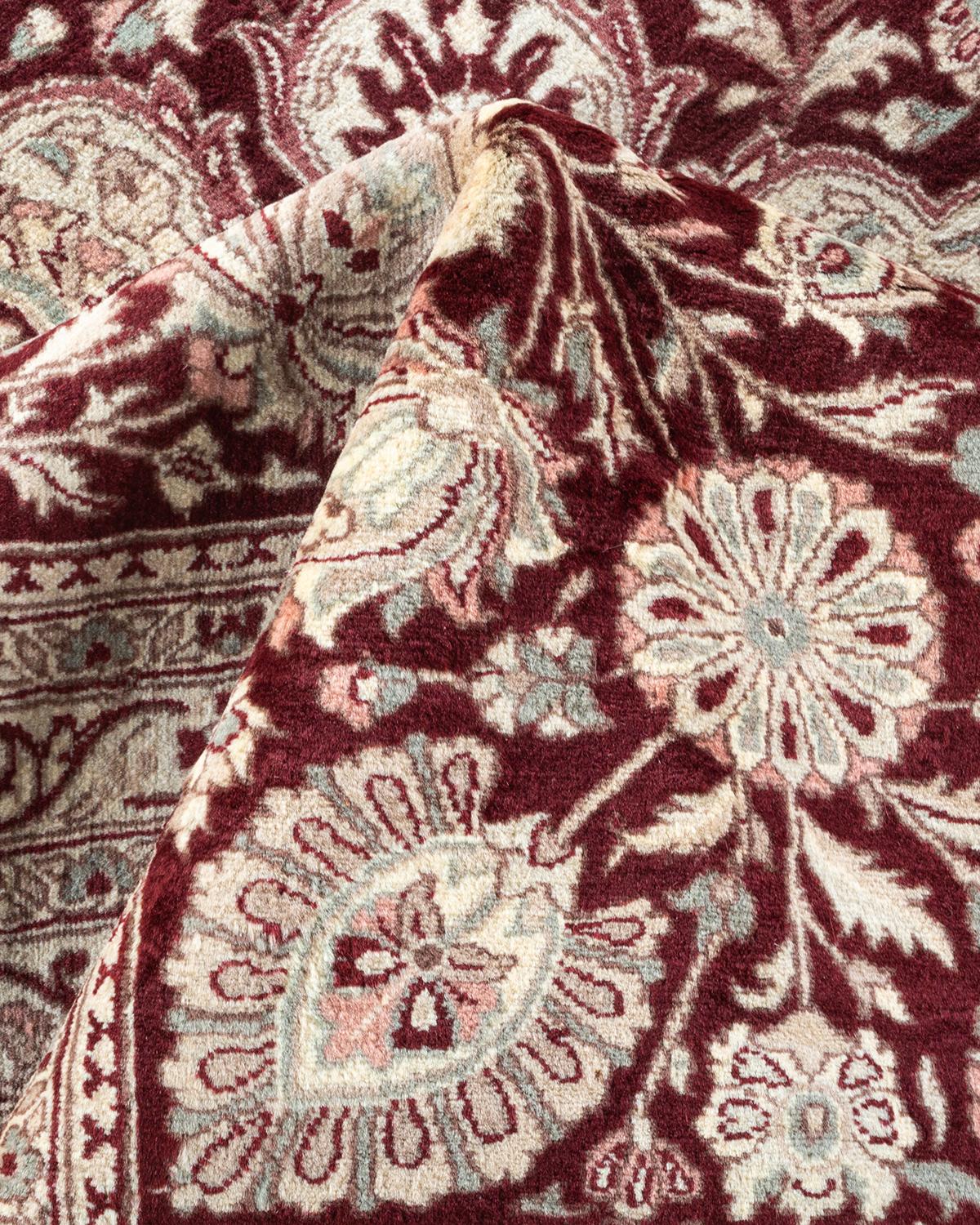 One of a Kind Hand Knotted Traditional Oriental Mogul Ivory Area Rug For Sale 1
