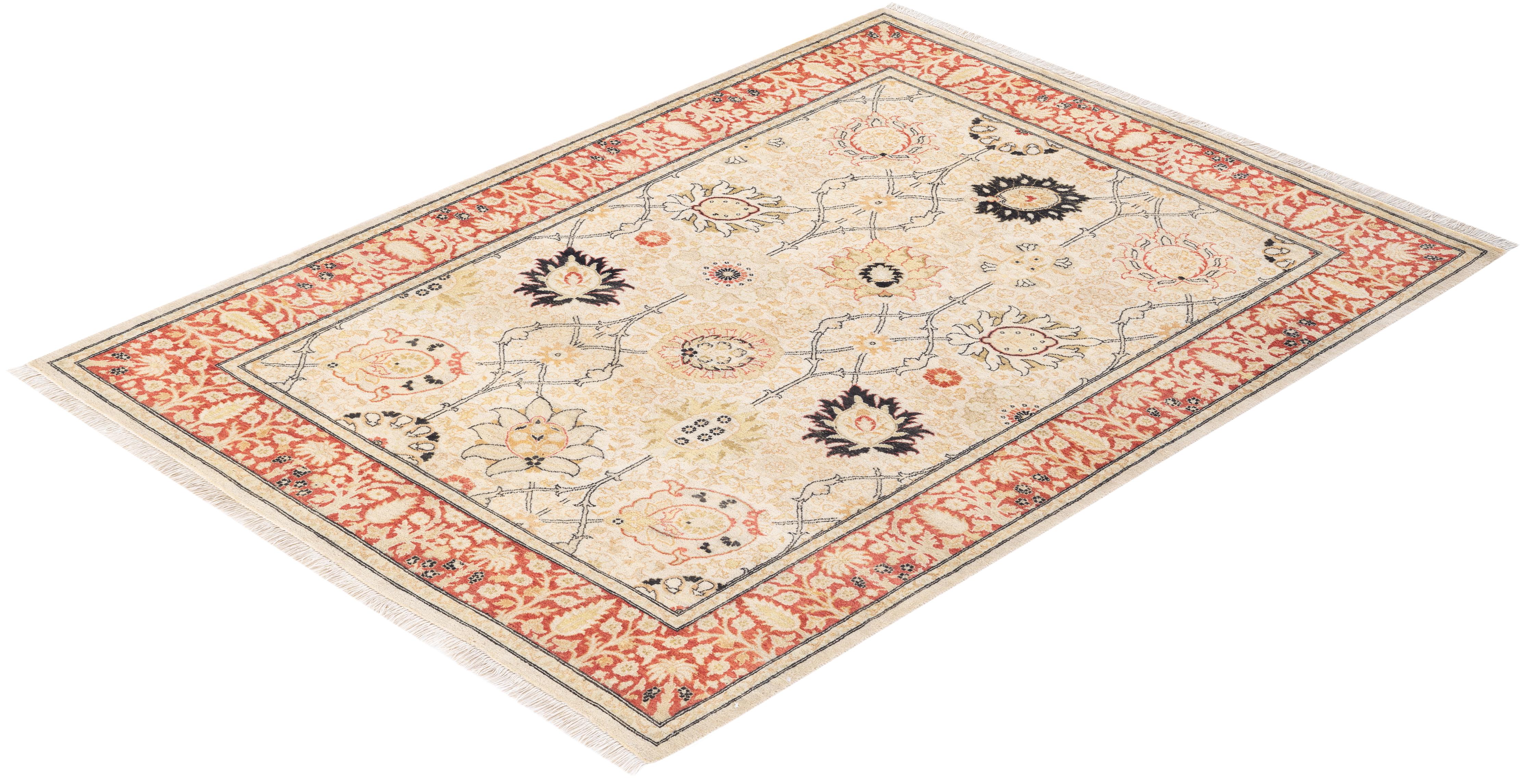 Tapis traditionnel oriental Mogul Ivory, unique en son genre, nou  la main. en vente 2