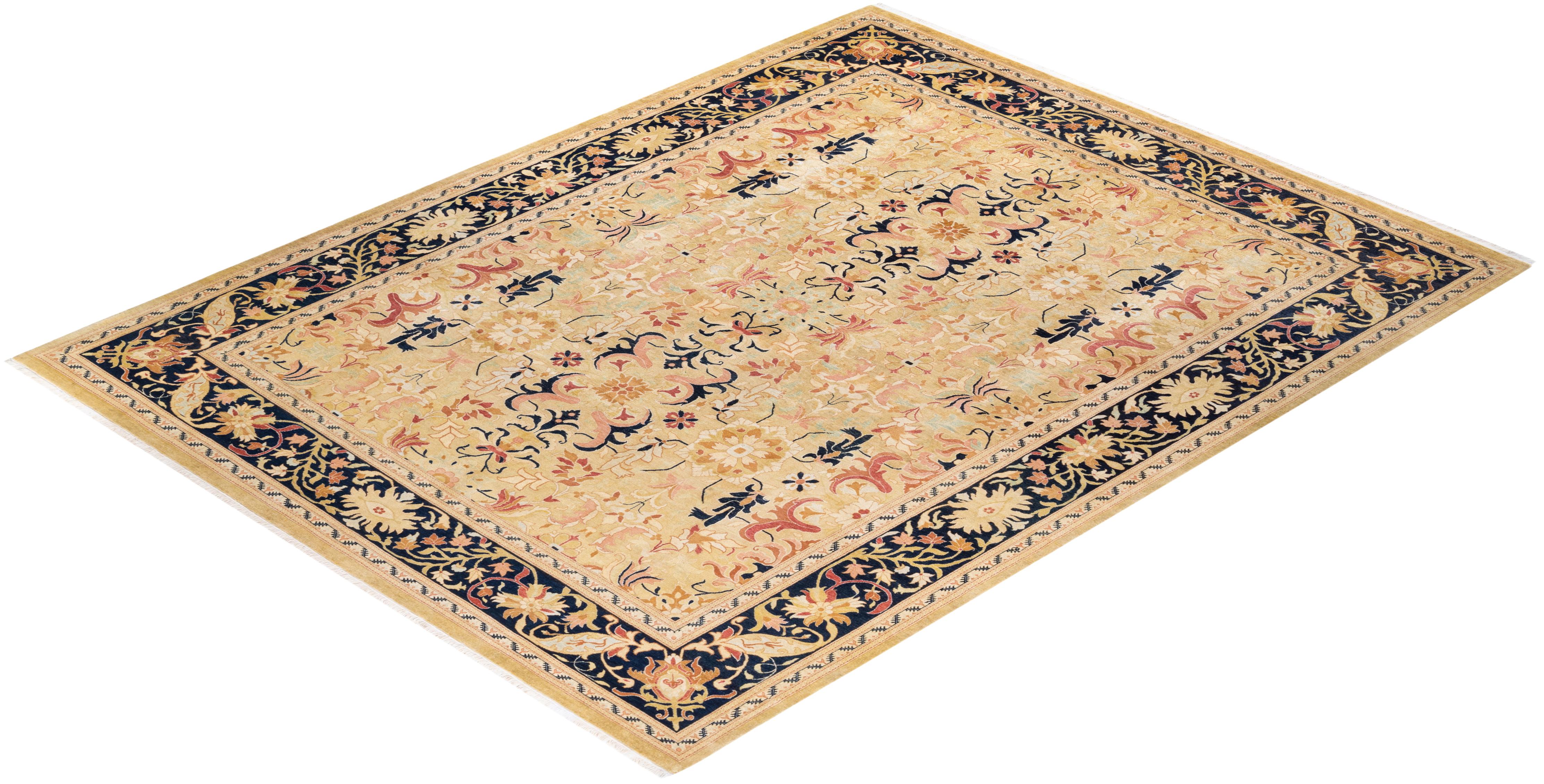 Tapis d'Orient traditionnel Mogul Ivoire, noué à la main, unique en son genre en vente 2