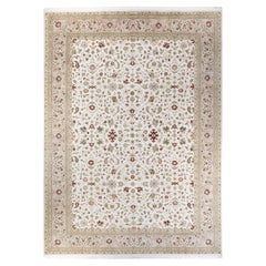 One of a Kind Hand Knotted Traditional Oriental Mogul Ivory Area Rug