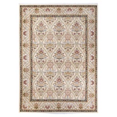 One of a Kind Hand Knotted Traditional Oriental Mogul Ivory Area Rug