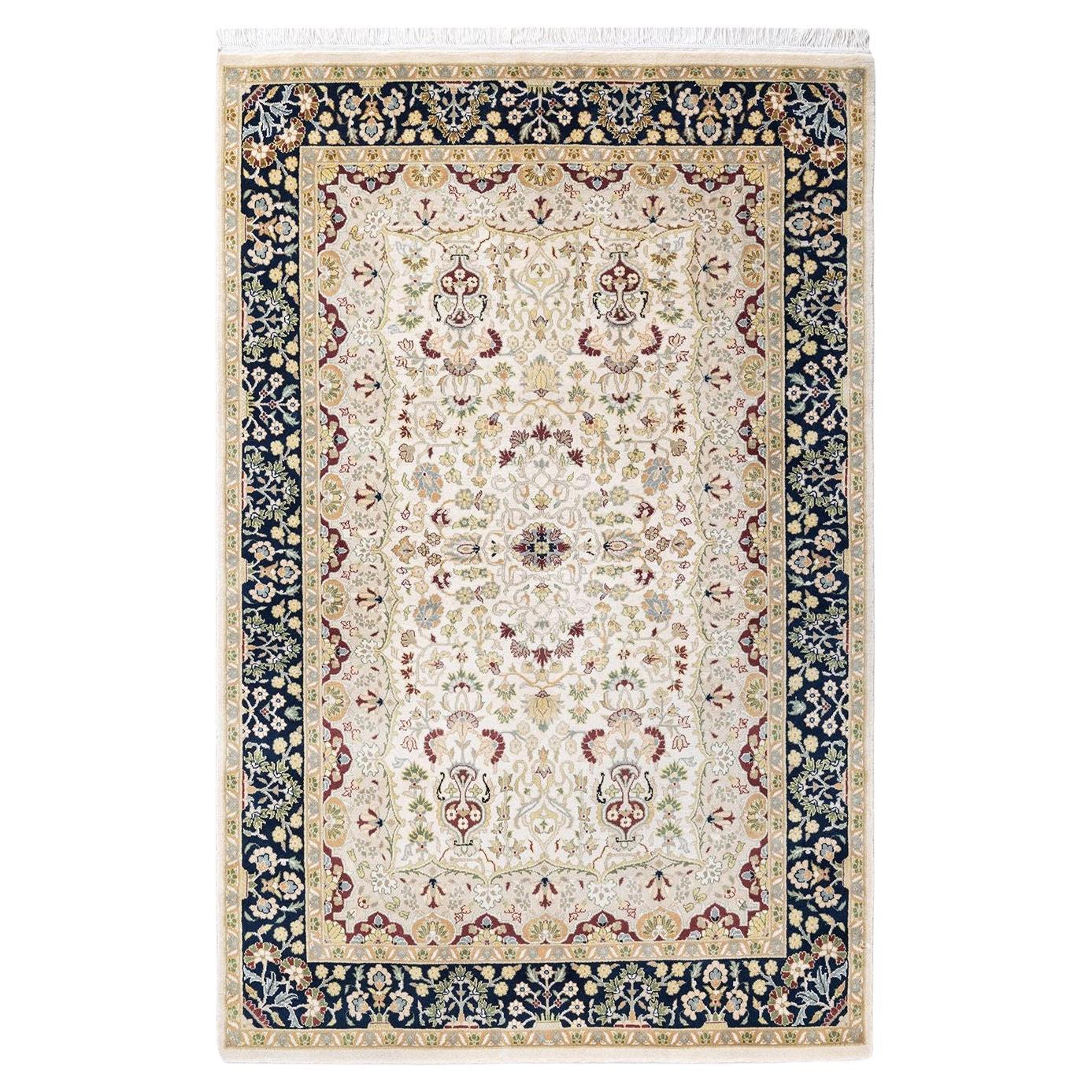 Tapis traditionnel oriental Mogul Ivory, unique en son genre, nou  la main.