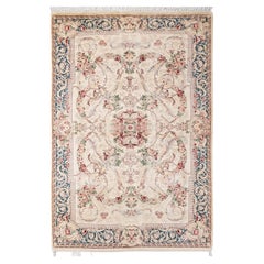 One of a Kind Hand Knotted Traditional Oriental Mogul Ivory Area Rug 