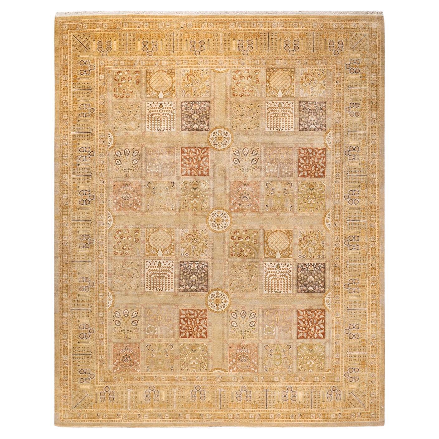 One of a Kind Hand Knotted Traditional Oriental Mogul Ivory Area Rug