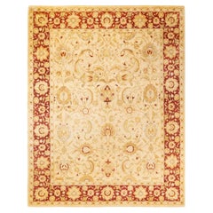 One of a Kind Hand Knotted Traditional Oriental Mogul Ivory Area Rug