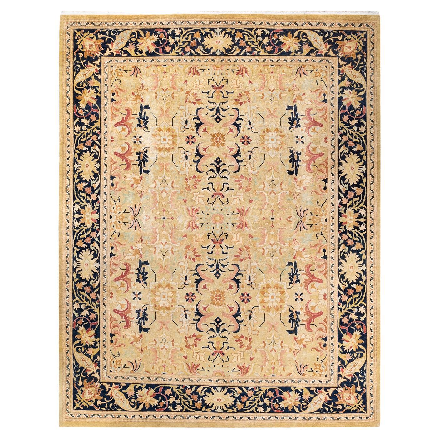 Tapis d'Orient traditionnel Mogul Ivoire, noué à la main, unique en son genre