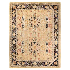 Tapis d'Orient traditionnel Mogul Ivoire, noué à la main, unique en son genre