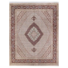 One of a Kind Hand Knotted Traditional Oriental Mogul Ivory Area Rug