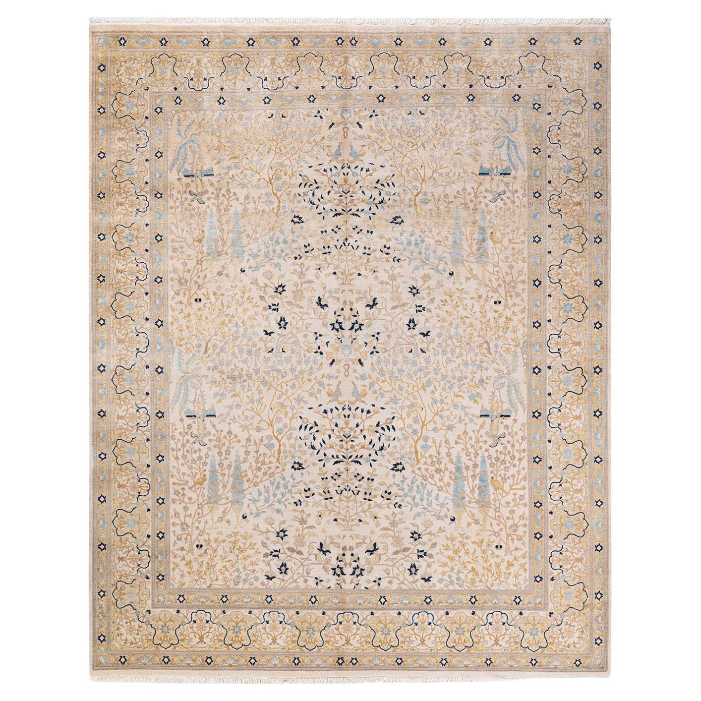 Tapis traditionnel oriental Mogul Ivory, unique en son genre, nou  la main.