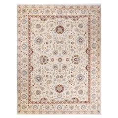 One of a Kind Hand Knotted Traditional Oriental Mogul Ivory Area Rug