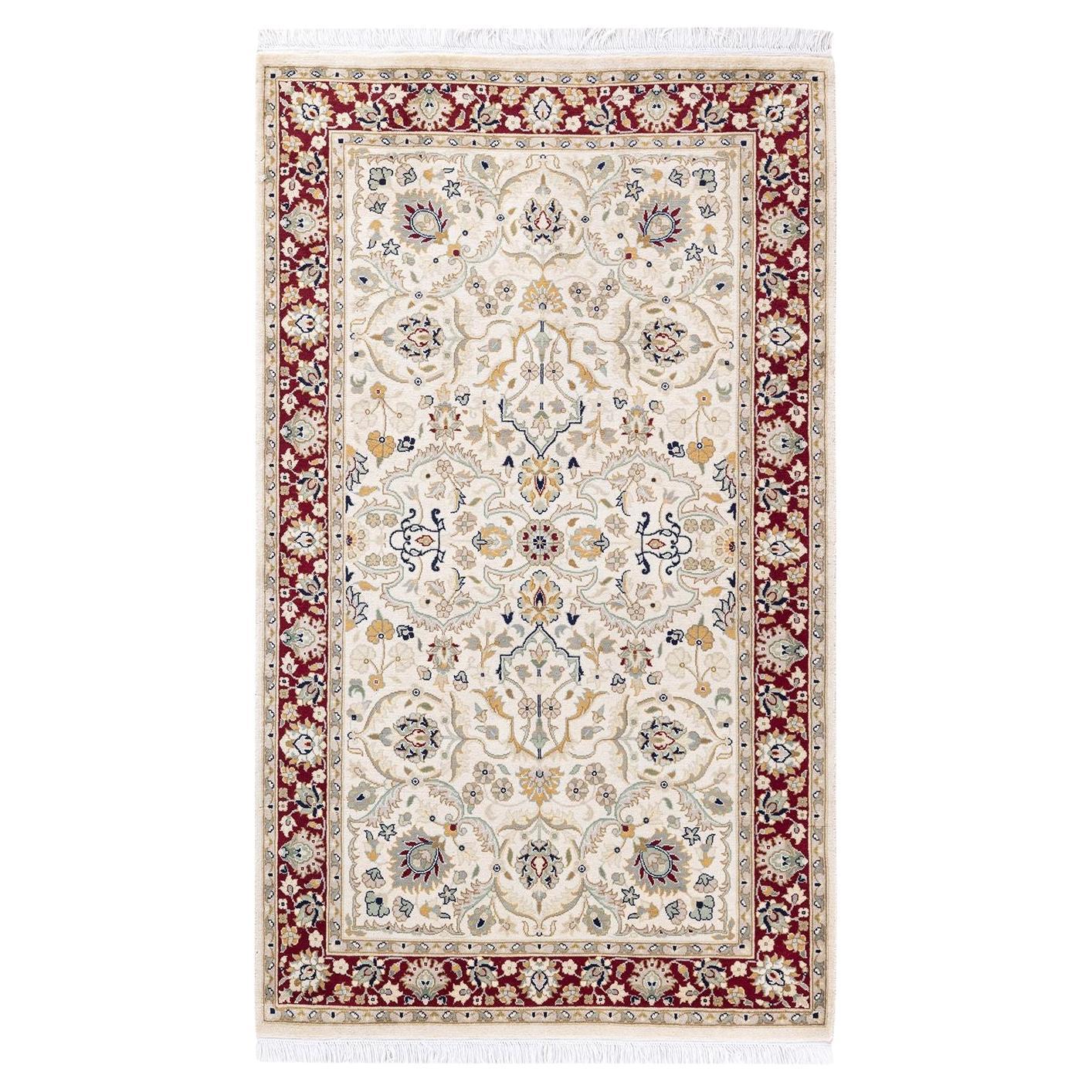 Tapis traditionnel oriental Mogul Ivory, unique en son genre, nou  la main.
