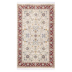 Tapis traditionnel oriental Mogul Ivory, unique en son genre, nou  la main.