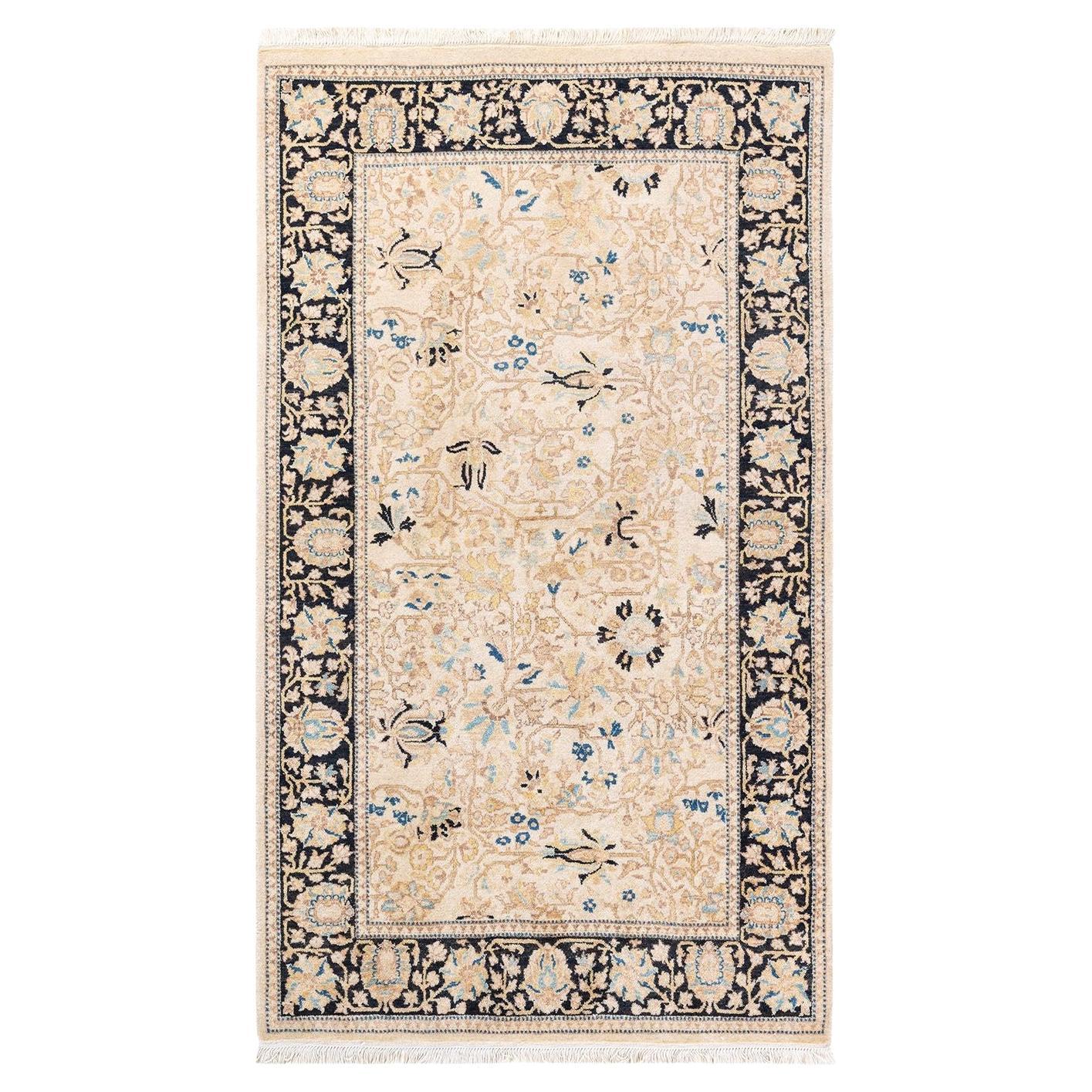 Tapis traditionnel oriental Mogul Ivory, unique en son genre, nou  la main.