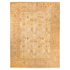 One of a Kind Hand Knotted Traditional Oriental Mogul Ivory Area Rug