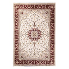 One of a Kind Hand Knotted Traditional Oriental Mogul Ivory Area Rug 