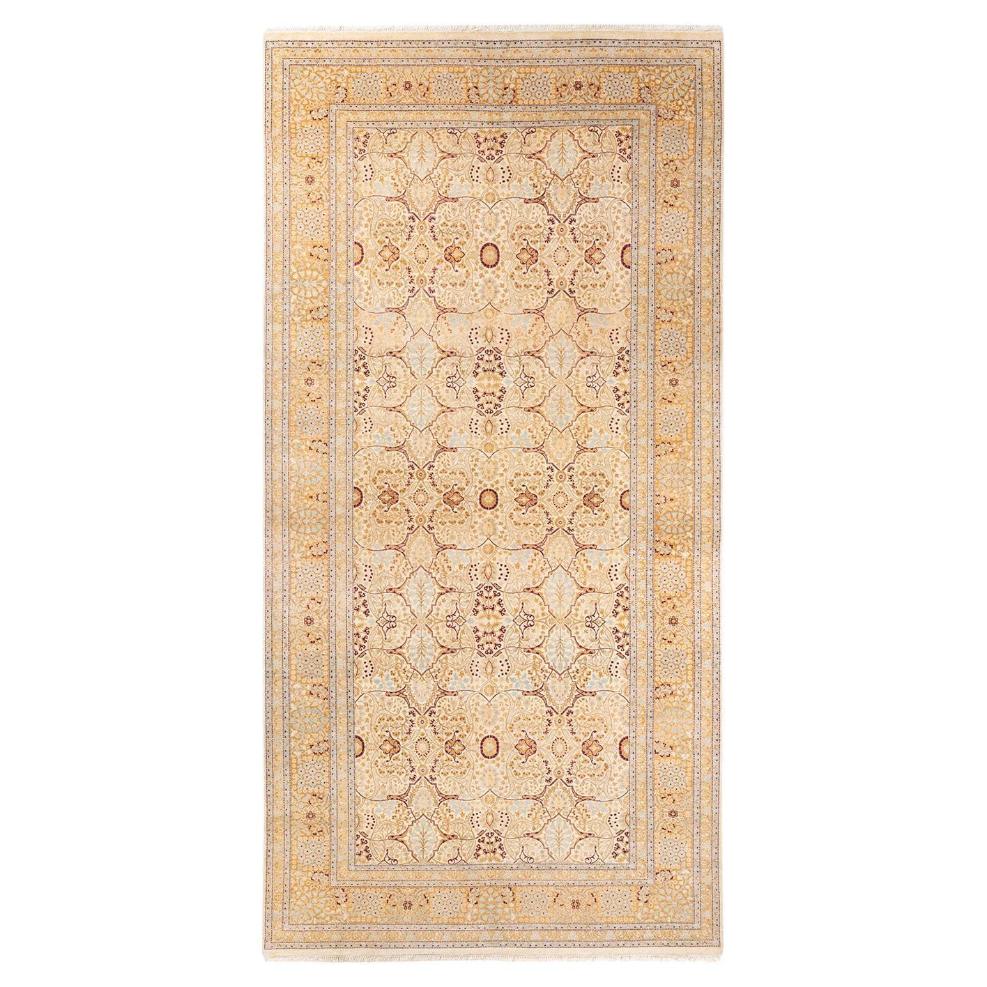 One of a Kind Hand Knotted Traditional Oriental Mogul Ivory Area Rug