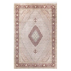 One of a Kind Hand Knotted Traditional Oriental Mogul Ivory Area Rug 