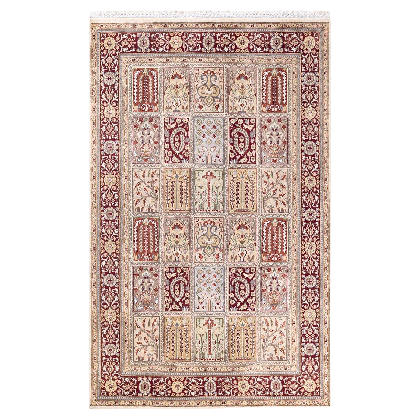 One of a Kind Hand Knotted Traditional Oriental Mogul Ivory Area Rug