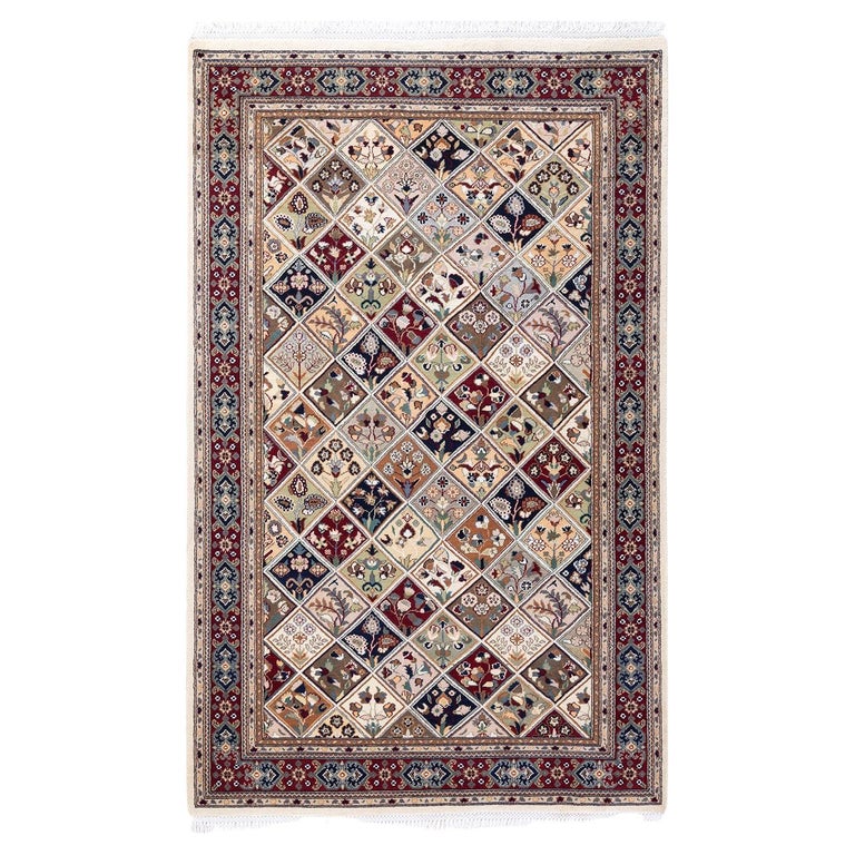 Traditional Korean Rug One of a Kind Hand Knotted Traditional Oriental Mogul Ivory Area Rug ...