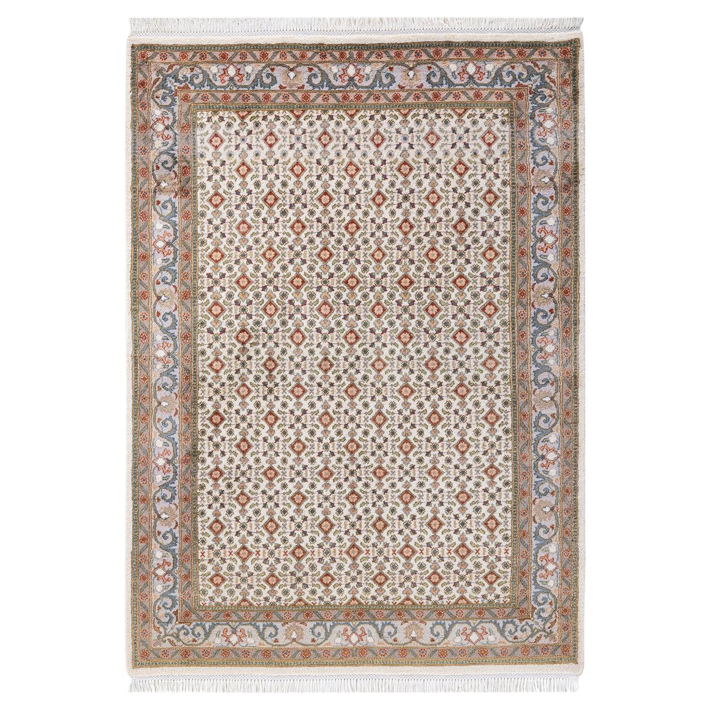 One of a Kind Hand Knotted Traditional Oriental Mogul Ivory Area Rug