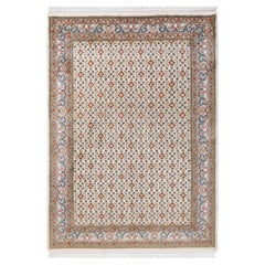 One of a Kind Hand Knotted Traditional Oriental Mogul Ivory Area Rug