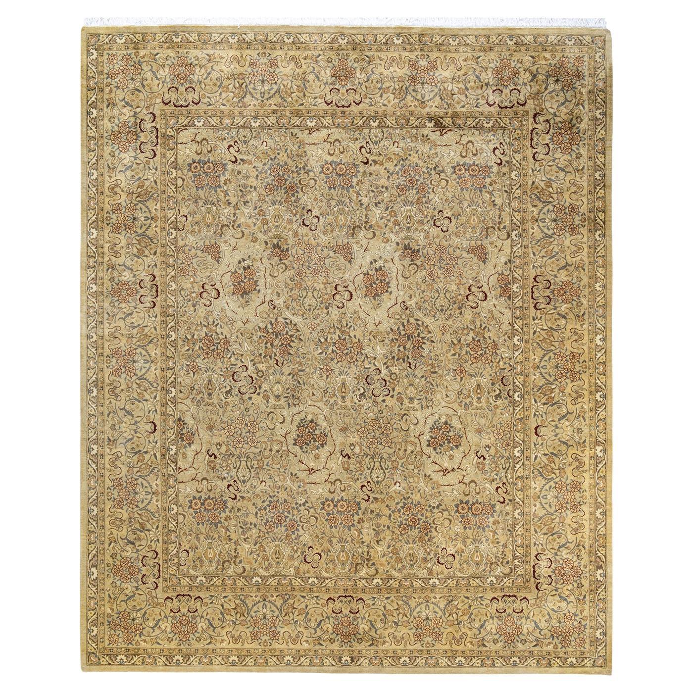 One of Kind Hand Knotted Traditional Oriental Mogul Ivory Area Rug