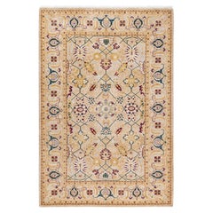 One of Kind Hand Knotted Traditional Oriental Mogul Ivory Area Rug