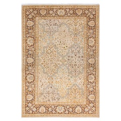 One of a Kind Hand Knotted Traditional Oriental Mogul Ivory Area Rug