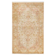 One of a Kind Hand Knotted Traditional Oriental Mogul Ivory Area Rug