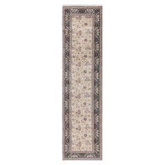 One of a Kind Hand Knotted Traditional Oriental Mogul Ivory Runner Area Rug