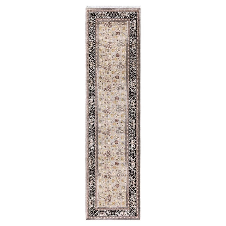 One of a Kind Hand Knotted Traditional Oriental Mogul Ivory Runner Area ...