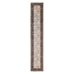 One of a Kind Hand Knotted Traditional Oriental Mogul Ivory Runner Area Rug