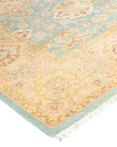 Handgeknpfter traditioneller orientalischer Mogul-Teppich in Hellblau, Unikat