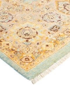 One of a Kind Hand Knotted Traditional Oriental Mogul Light Blue Area Rug