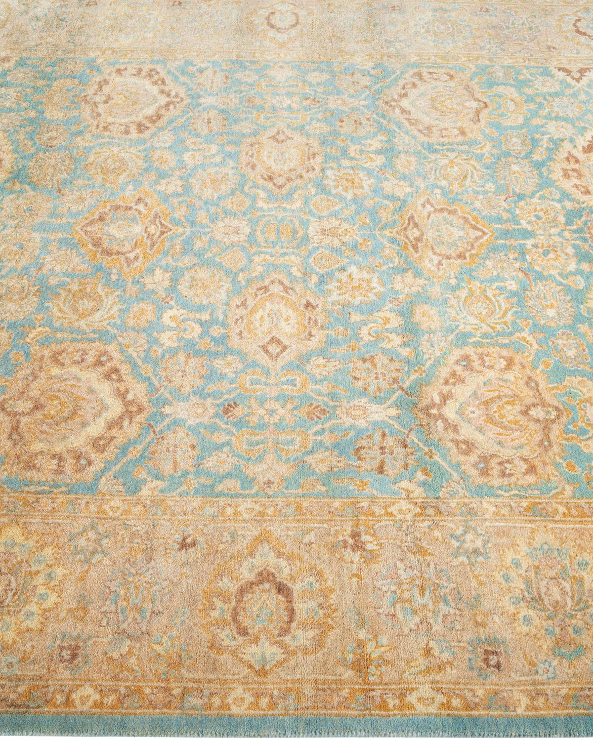 One of a Kind Hand Knotted Traditional Oriental Mogul Light Blue Area Rug In New Condition For Sale In Norwalk, CT