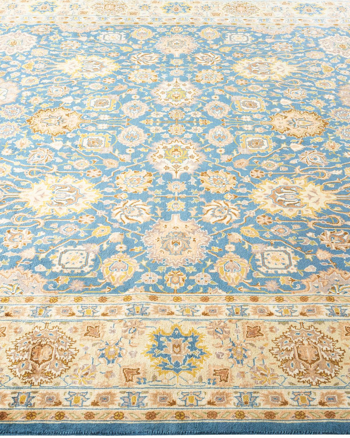 One of a Kind Hand Knotted Traditional Oriental Mogul Light Blue Area Rug In New Condition For Sale In Norwalk, CT