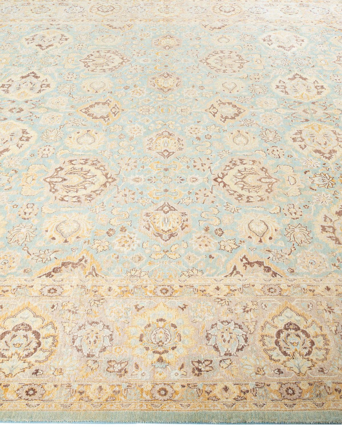 One of a Kind Hand Knotted Traditional Oriental Mogul Light Blue Area Rug In New Condition For Sale In Norwalk, CT