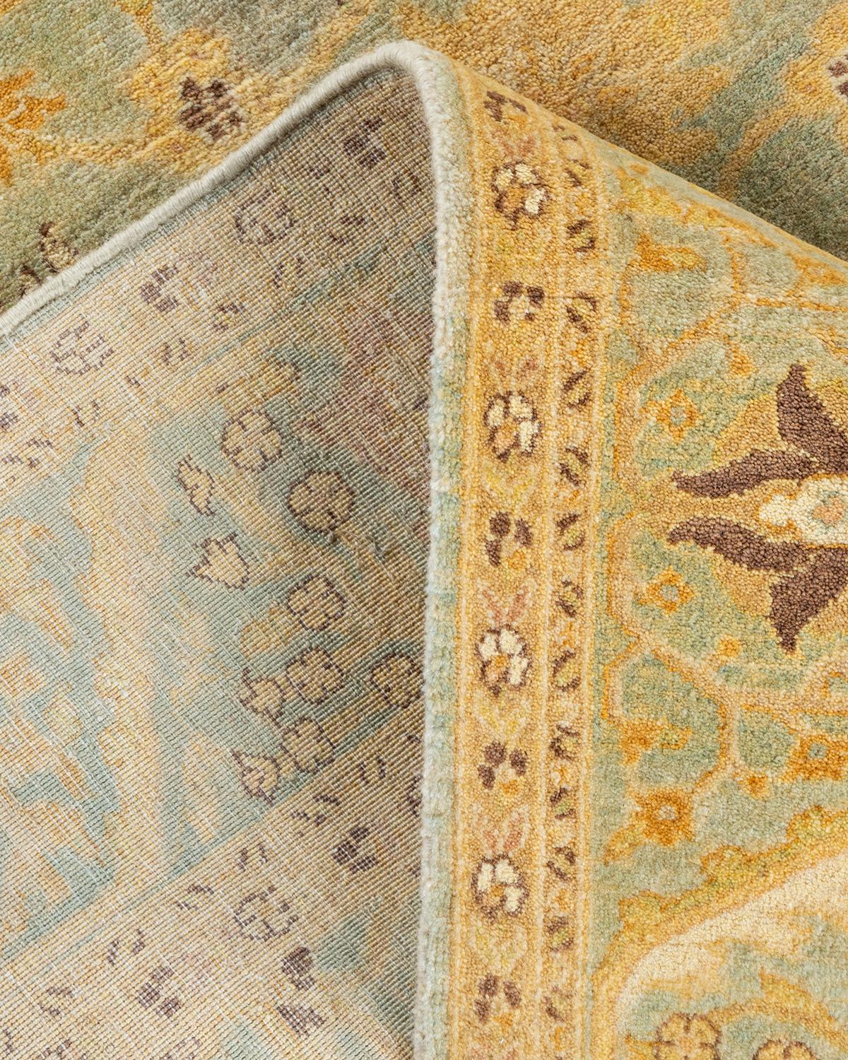 Alfombra única anudada a mano tradicional oriental Mogul azul claro Lana en venta