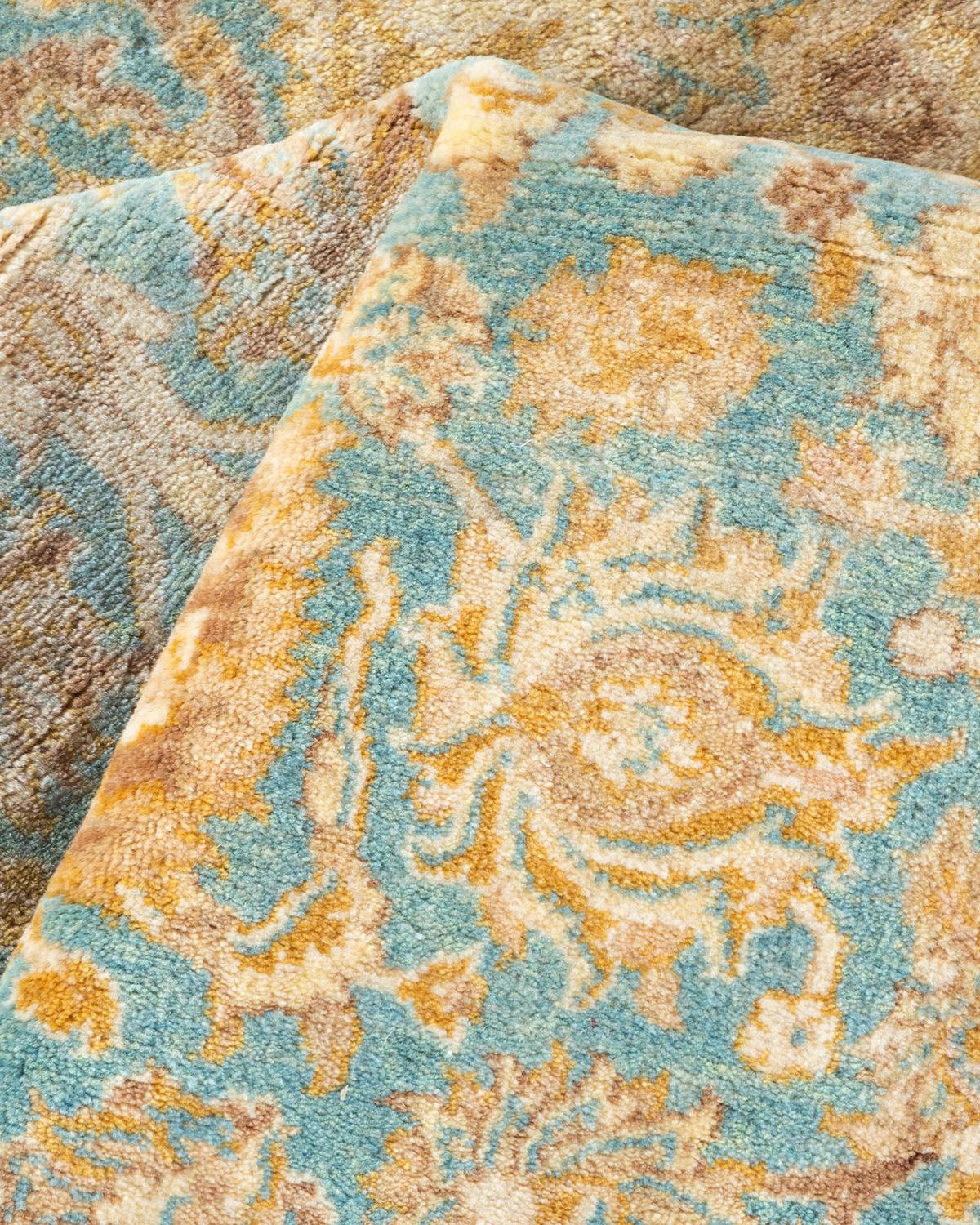 One of a Kind Hand Knotted Traditional Oriental Mogul Light Blue Area Rug For Sale 1
