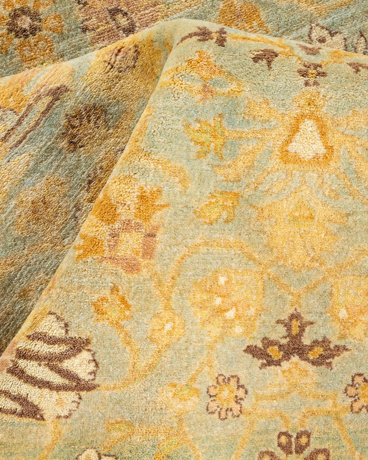 Alfombra única anudada a mano tradicional oriental Mogul azul claro en venta 1