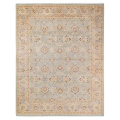 One of a Kind Hand Knotted Traditional Oriental Mogul Light Blue Area Rug