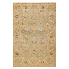 One of a Kind Hand Knotted Traditional Oriental Mogul Light Blue Area Rug