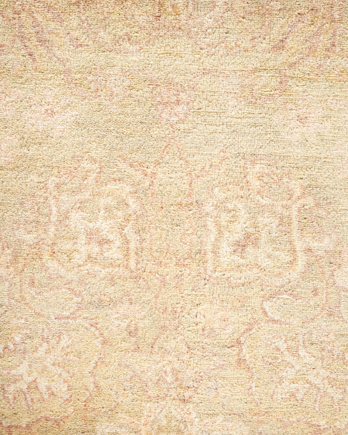 Pakistani One of a Kind Hand Knotted Traditional Oriental Mogul Light Grey Area Rug For Sale