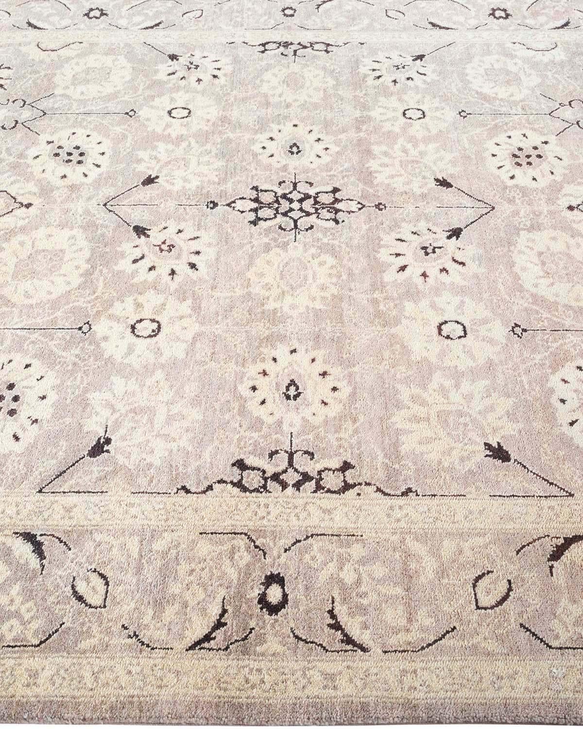 One of a Kind Hand Knotted Traditional Oriental Mogul Light Gray Area Rug In New Condition In Norwalk, CT