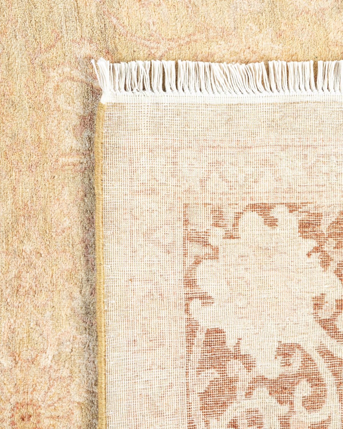 Contemporary One of a Kind Hand Knotted Traditional Oriental Mogul Light Grey Area Rug For Sale
