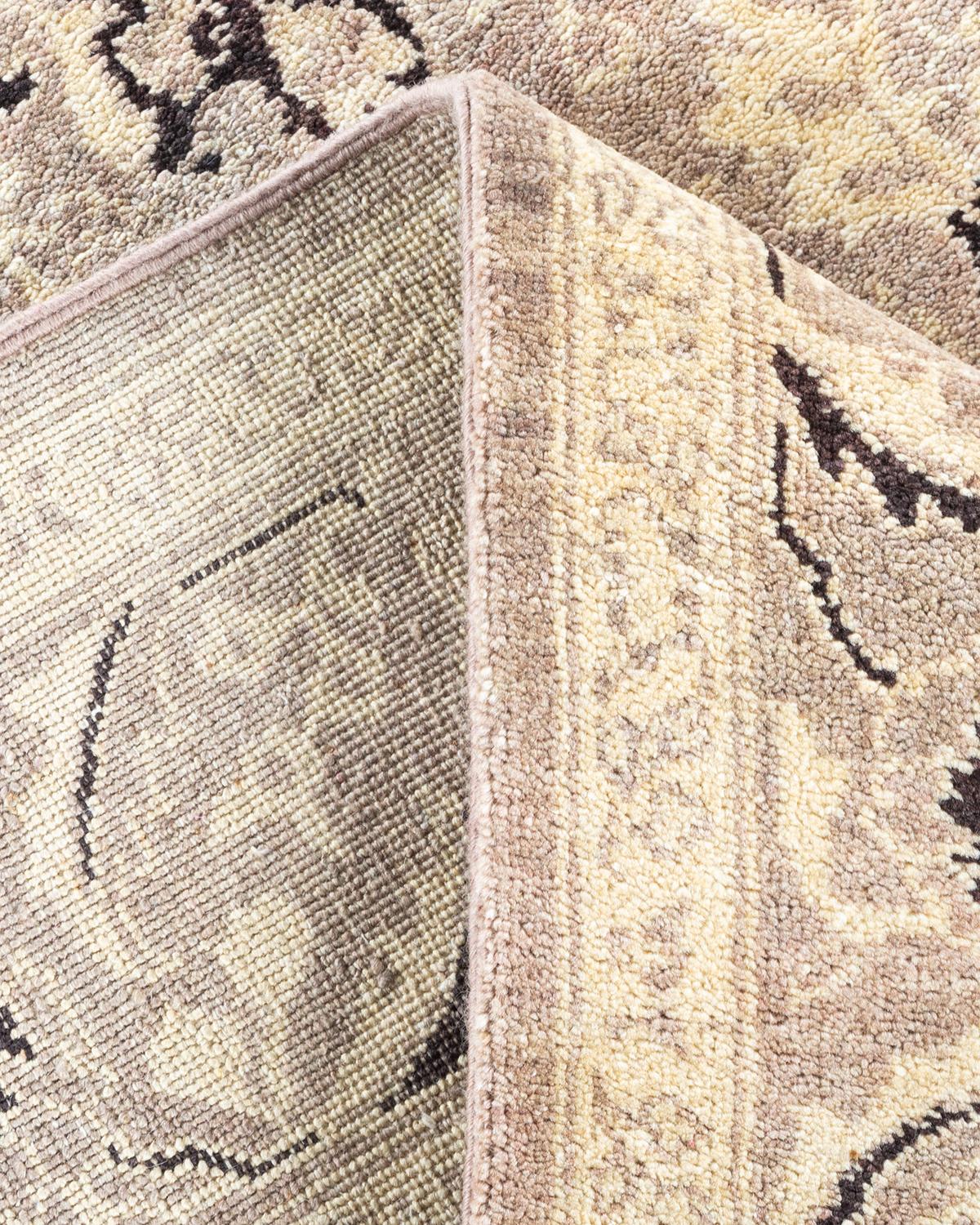 Wool One of a Kind Hand Knotted Traditional Oriental Mogul Light Gray Area Rug