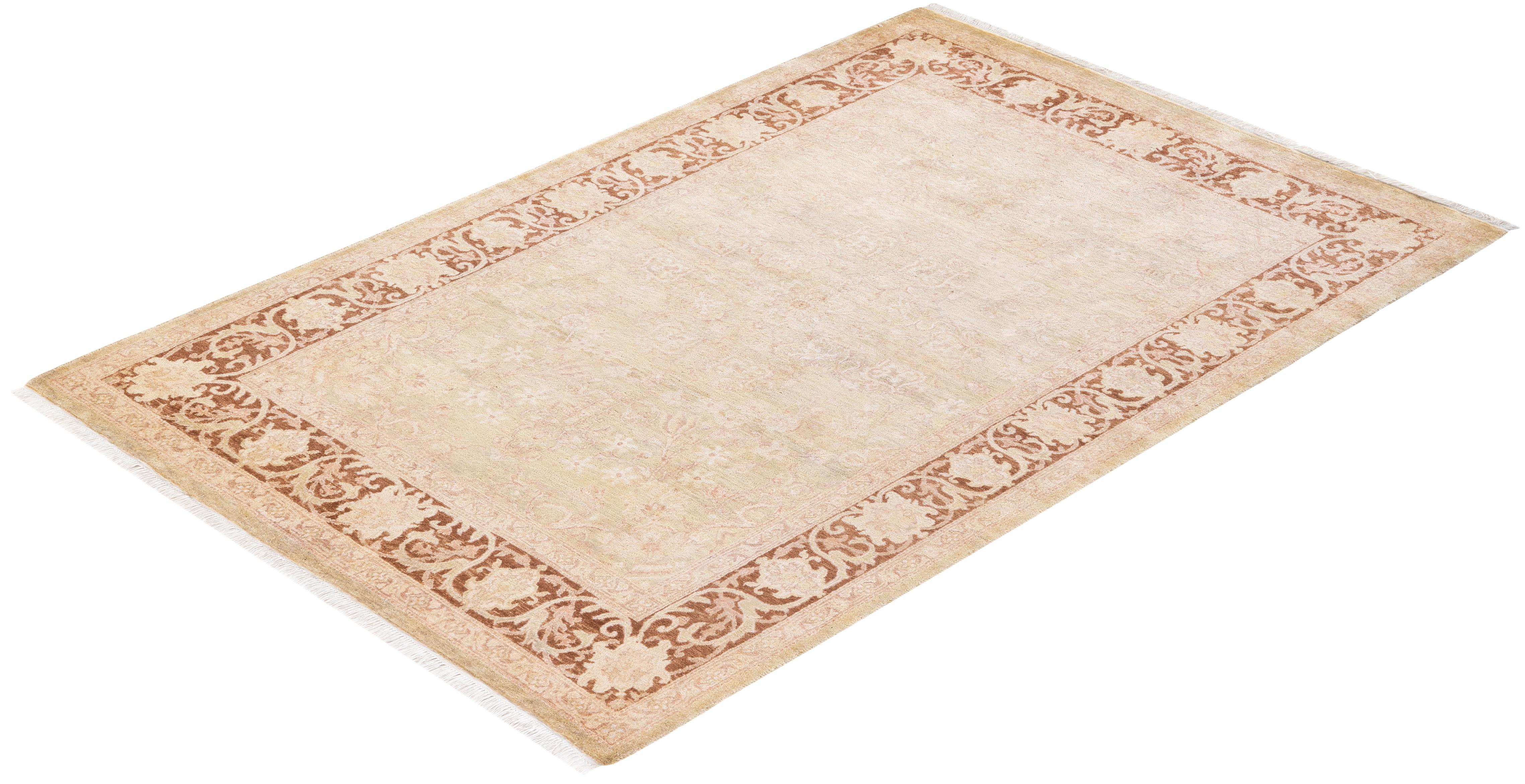 One of a Kind Hand Knotted Traditional Oriental Mogul Light Grey Area Rug For Sale 2