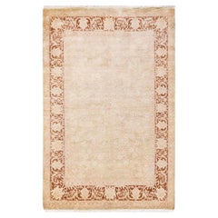One of a Kind Hand Knotted Traditional Oriental Mogul Light Grey Area Rug